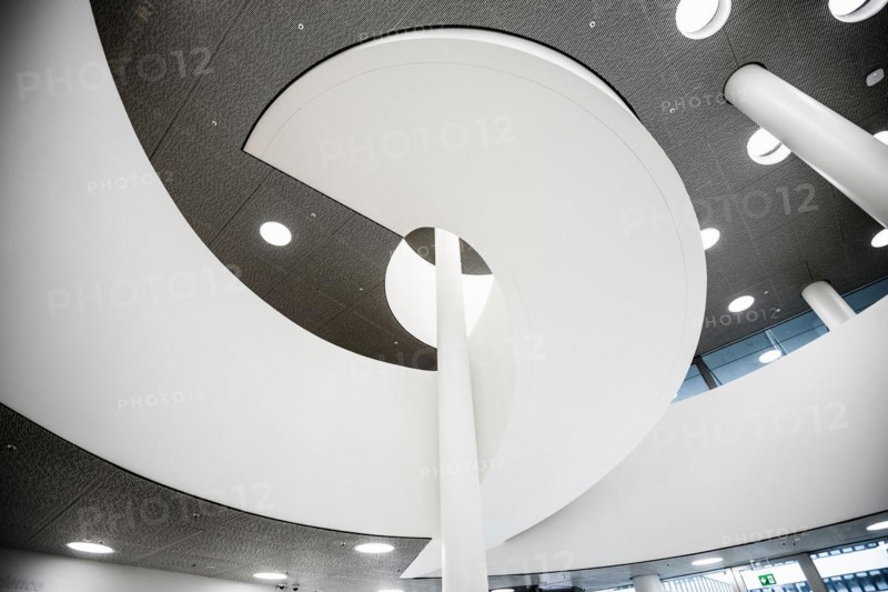 Spiral staircase, Roche Towers, Architects Herzog and de Meuron, Basel, Canton of Basel-Stadt, Switzerland, Europe