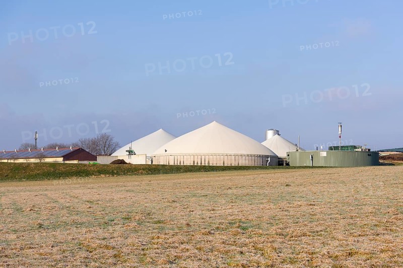 Symbolic image, energy transition, biogas plant near Backnang, arable farming, field, Baden-Württemberg, Germany, Europe