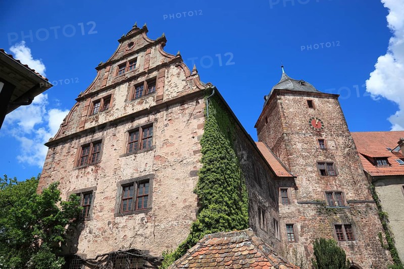 View of the front castle from the tower side, Schlitz, small town in the east of the Vogelsberg district in central Hesse, Hesse, Germany, Europe