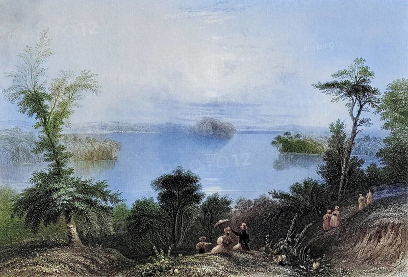Saratoga Lake New York USA, From a nineteenth century print, Historic, digitally restored reproduction from a nineteenth century original, Record date not stated