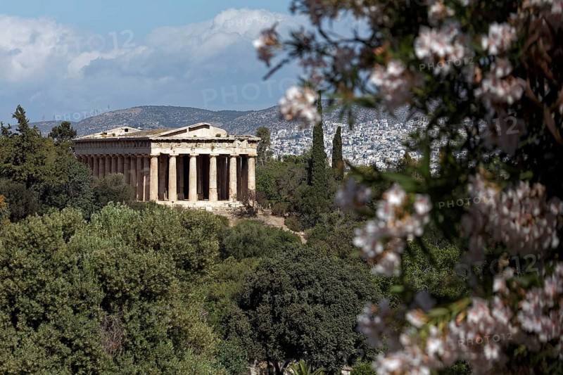 View of the temple of Hephaestus, god of blacksmithing, Theseion, Agora, Athens, Greece, Europe
