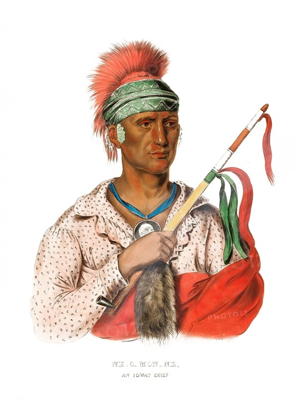 American Indian, Native American, Ne-O-Mon-Ne, Chief of the Ioway tribe, United States of America, USA, Painting by Charles Bird King (1785, 1862), c. 1840, Historic, digitally restored reproduction from a 19th century original, Record date not stated, North America