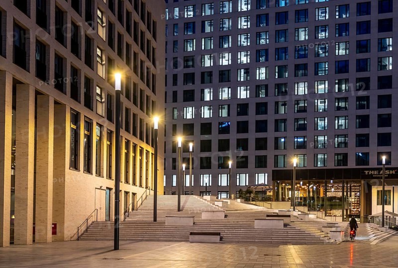 Barmer Platz, MesseCity Cologne, on the left the Motel One Hotel, Restaurant The Ash, in Deutz, ZNorth Rhine-Westphalia, Germany, Europe