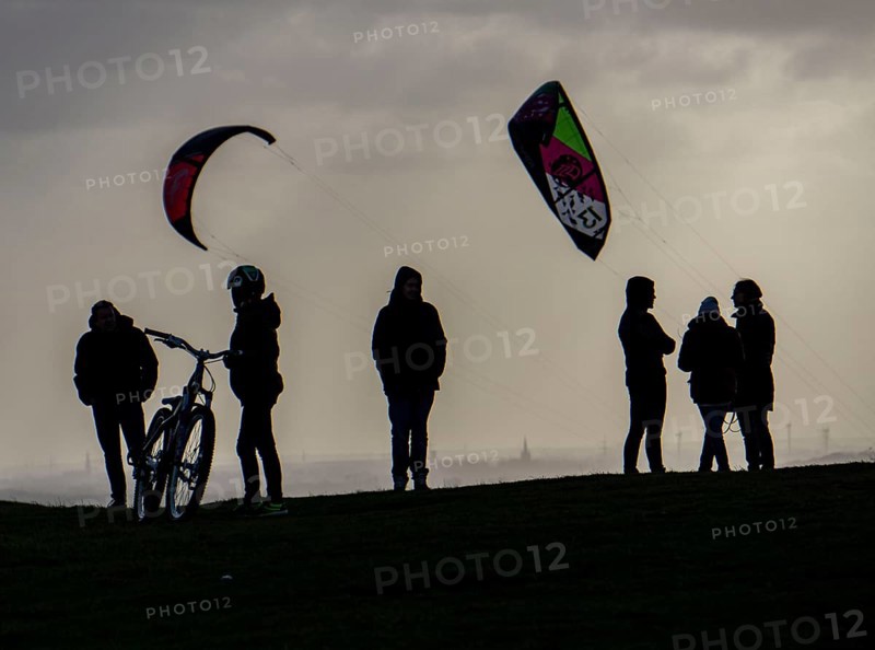 Mountain bike trail with jumps, downhill trail, on the Norddeutschland spoil tip in Neukirchen-Vluyn, a mining spoil tip, now a landscape park, Kiter Drachen, North Rhine-Westphalia, Germany, Europe