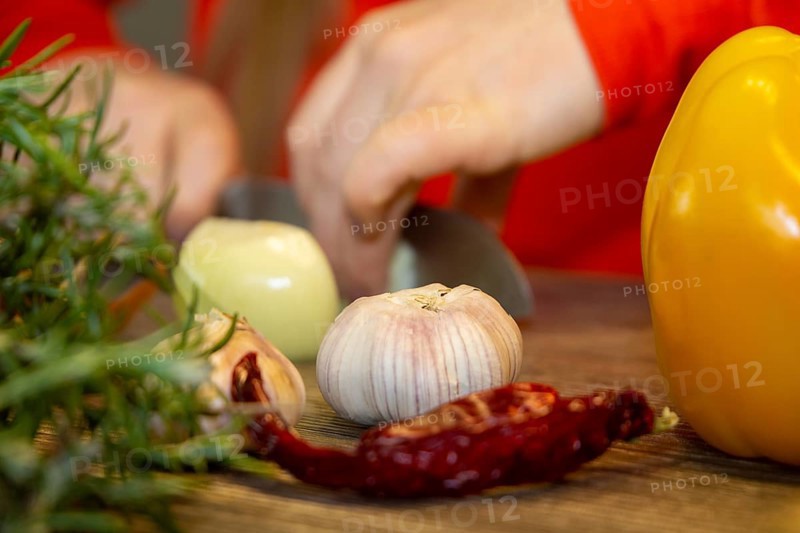 Vegan cooking: Close-up of a garlic clove