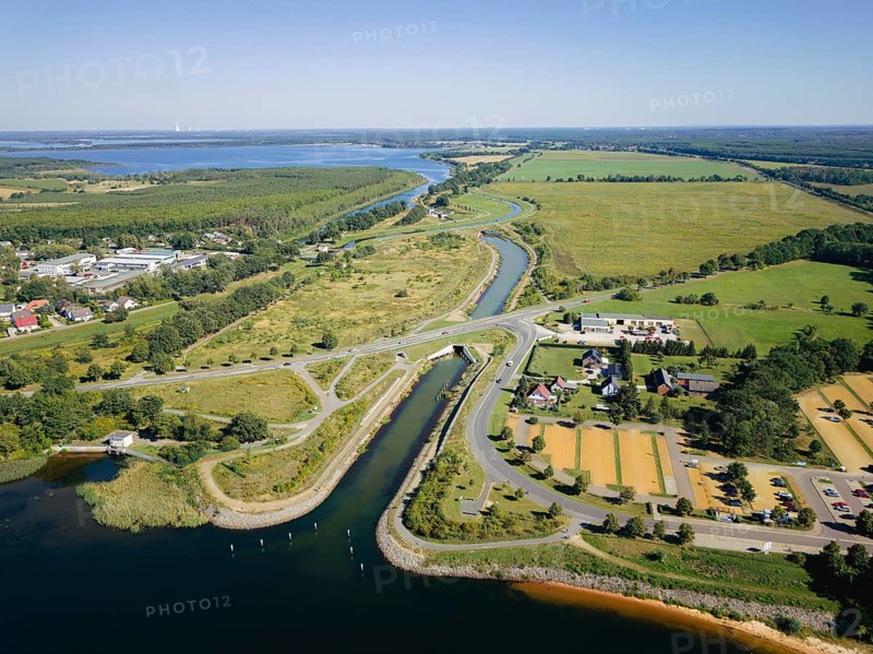 Senftenberg is a town in the south of Brandenburg on the lake of the same name. Großkoschen Canal to Lake Geierswald, Senftenberg, Brandenburg, Germany, Europe