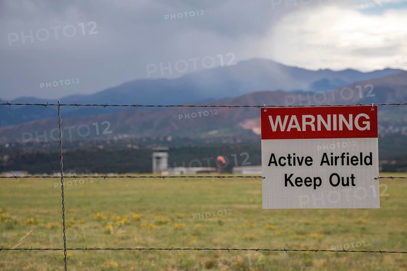 Colorado Springs, Colorado, A sign warns people not to enter the airfield at the U.S. Air Force Academy