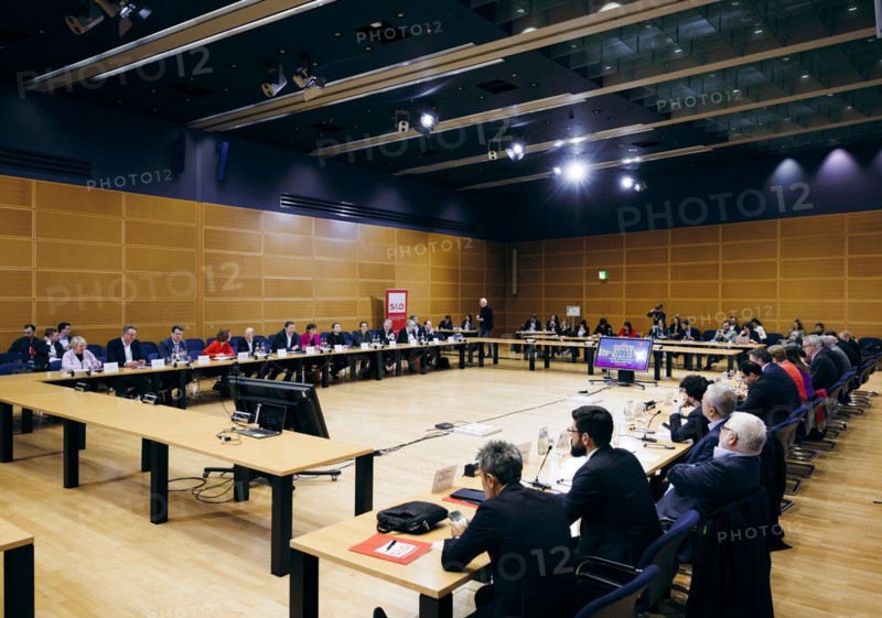 Iratxe Garcv?a Pv©rez, Chairwoman of the S&D Group in the European Parliament, and Katarina Barley, Member of the European Parliament, together with the SPD party executive, photographed at the Willy Brandt House during a presidium meeting in Berlin, 8 April 2024