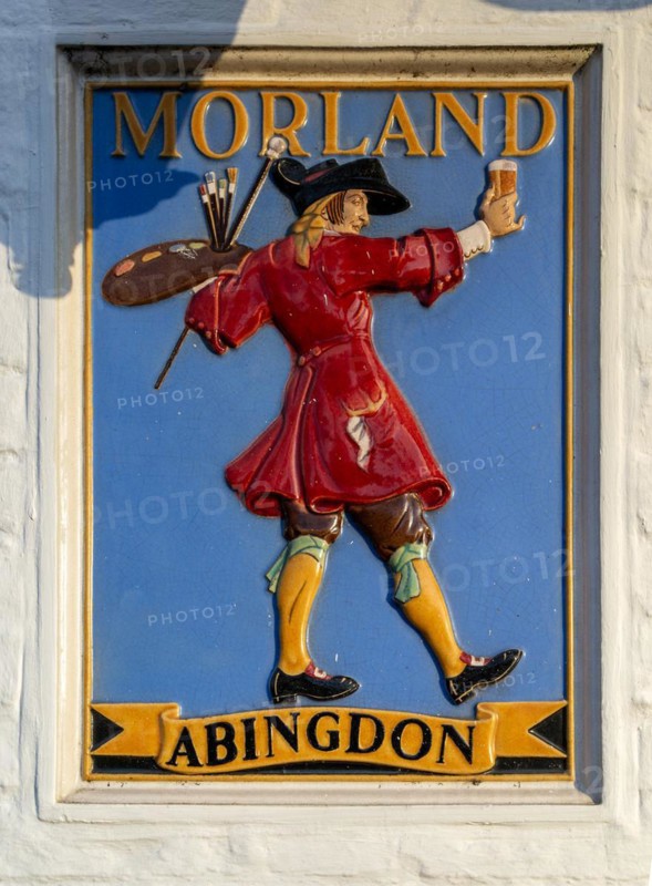 Vintage pub sign of artist Morland brewery beer, Abingdon, Oxfordshire, England, UK