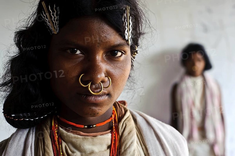 Portrait of a teenage girl from the Dongria kondh tribe, Odisha, India. Various ways of writing : dongria khond, dongriya kondh, dongriya khond. One of the many tribes living in Odisha. They are also called adivasi