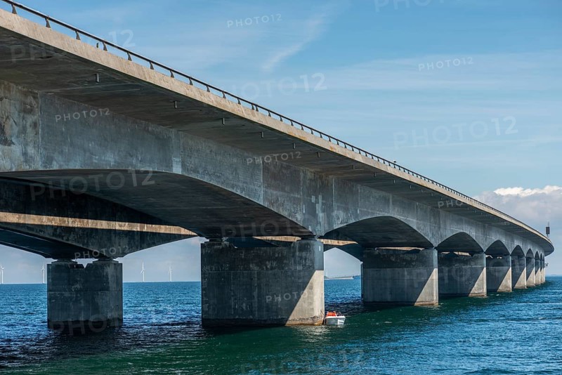 Storebæltsbro Nyborg, Sund Bridge Fyn-Sjælland, Fyn-Sealand, railway and motorway bridge, Great Belt, concrete construction, foundations, Baltic Sea, Fyn, Fyn Island, Denmark, Europe