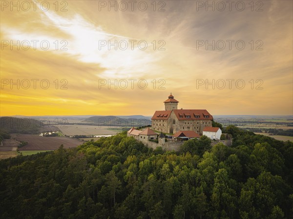 Aerial view, Wachsenburg, Thuringia, Germany, Europe