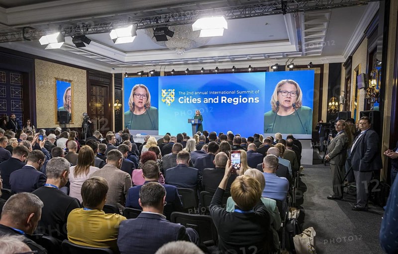 Svenja Schulze (SPD), Federal Minister for Economic Cooperation and Development, pictured during her trip to Ukraine. Here at the Summit of Cities and Regions event. 'Photographed on behalf of the Federal Ministry for Economic Cooperation and Development'