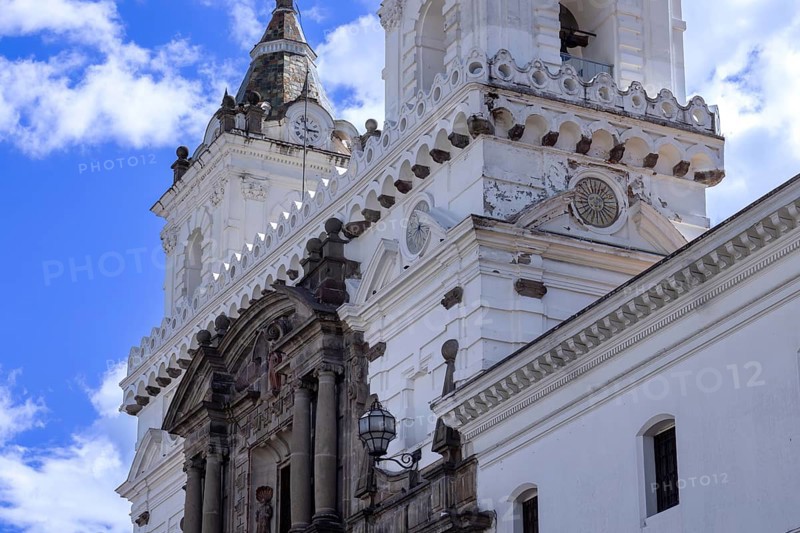 Quito, Ecuador. Central Plaza Catholic cathedral basilica San Francisco church in historic center