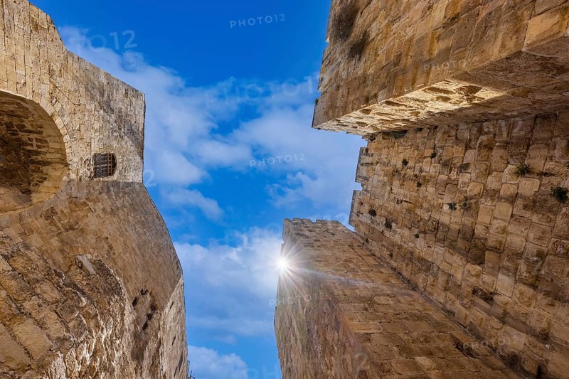 Jerusalem, Israel, landmark citadel Migdal David Tower of David in Old City near Jaffa Gate, Asia