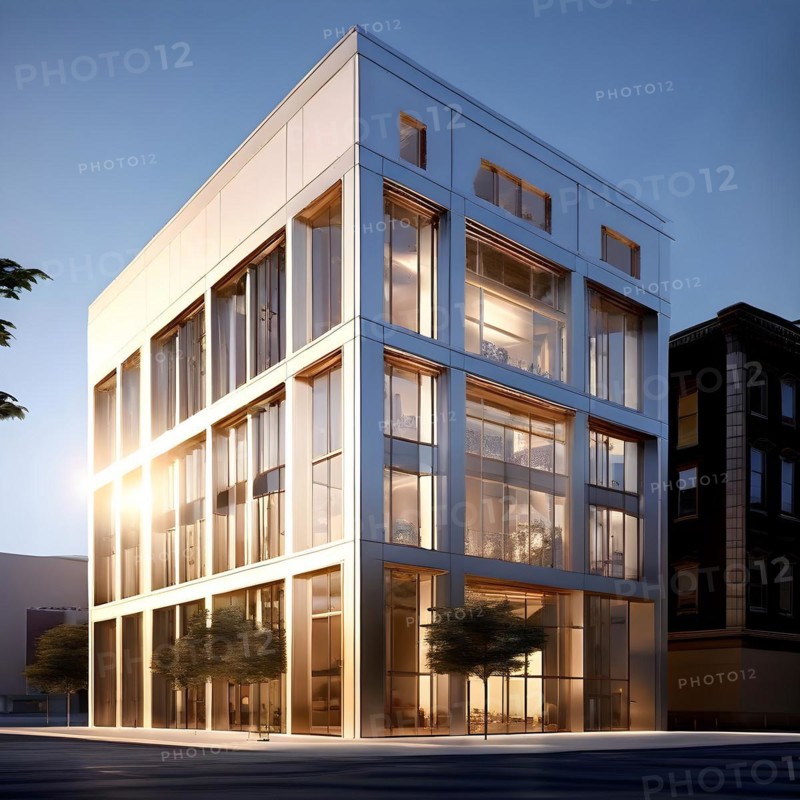 KI generated architectural structure melding computer aided design illustrations with genuine photoelements, AI generated