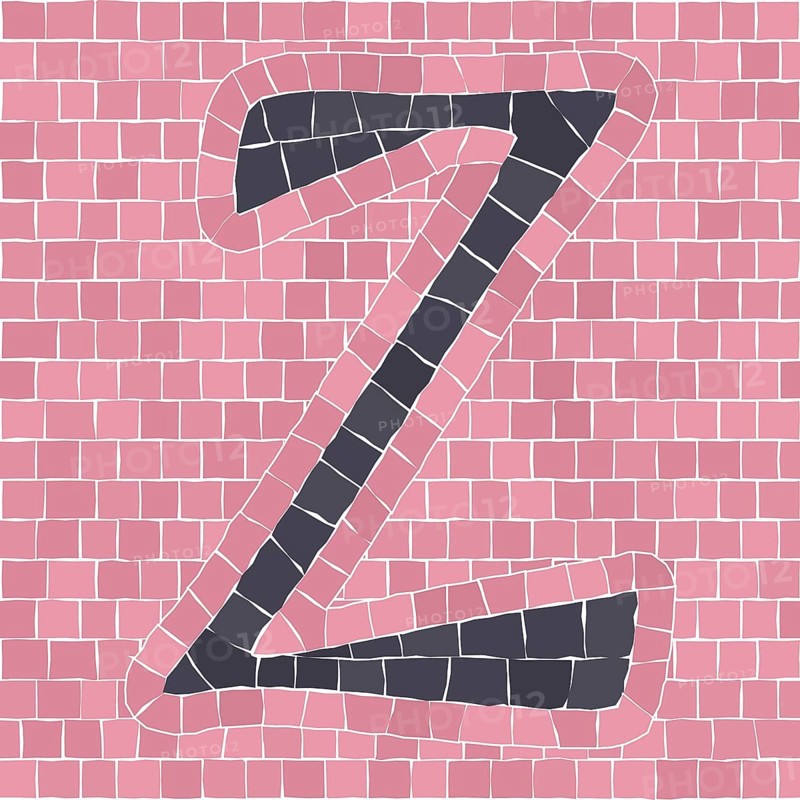 Mosaic tiles letter Z. EPS 10 editable flat design vector seamless horizontal pattern
