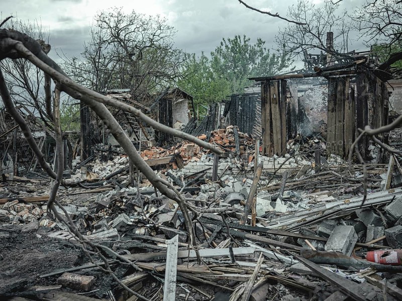 Missile strike on 19 April, family survives with children in the cellar, a neighbour dies in the attack, Selydowe, Ukraine, Europe