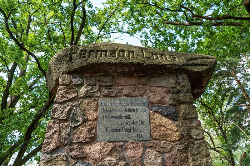 Monument at the grave of the heath poet Hermann Löns, in the Tietlinger Wacholderhain, near Bad Fallingbostel, Lower Saxony, Germany, Europe