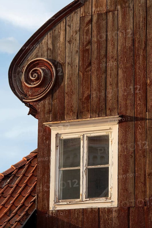 Historic wooden house, Hanseatic town of Visby, UNESCO World Heritage Site, Gotland Island, Sweden, Europe