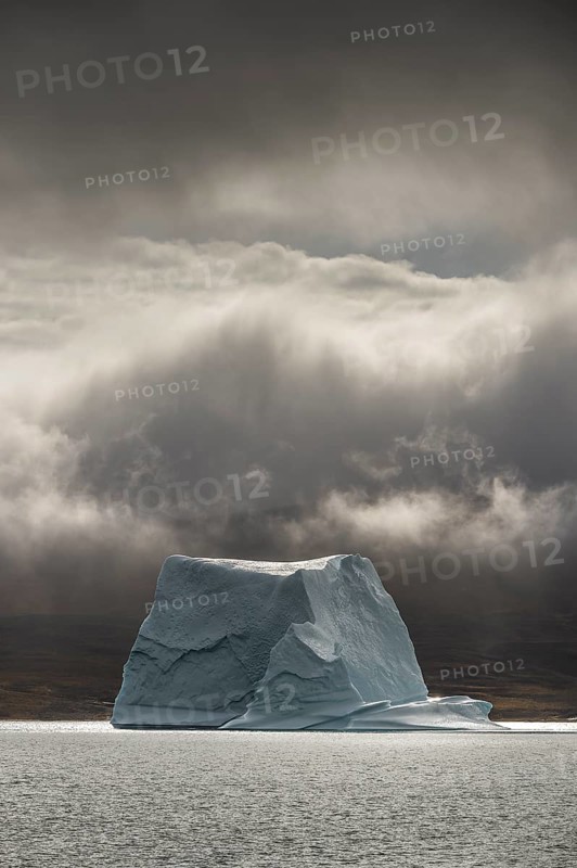 Floating iceberg, Scoresbysund or Kangertittivaq in Greenlandic, the largest and longest fjord system in the world, East Greenland, Greenland, North America