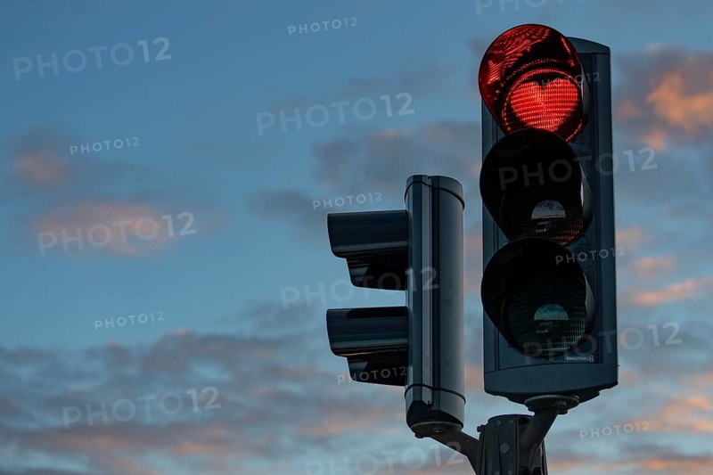 Traffic light with red heart, Akureyri, Eyjafjörður, Iceland, Europe