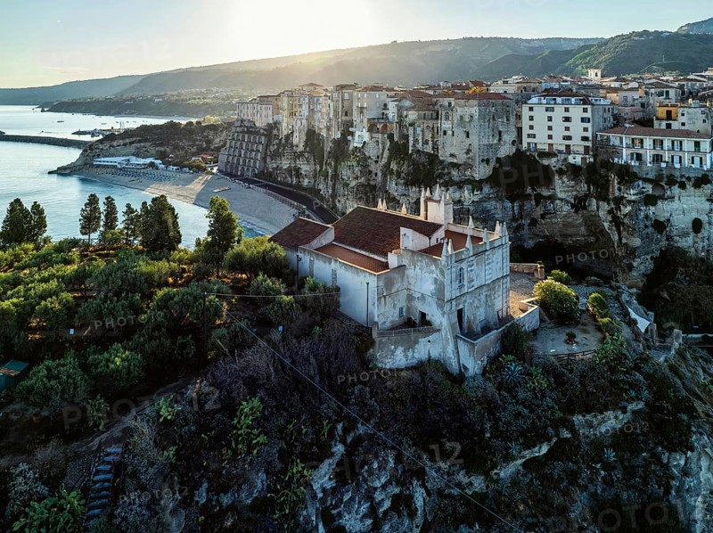 Tropea from a drone, Tyrrhenian Sea, Calabria, Italy, Europe