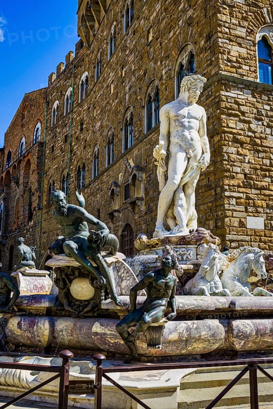 Fountain of Neptune, Palazzo Vecchio, Piazza della Signoria, Florence, Tuscany, Italy, Europe