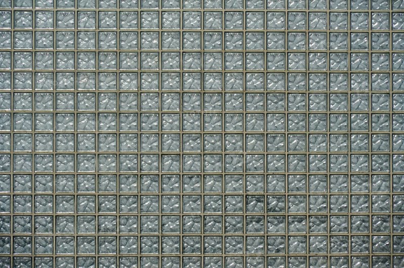 A wall of glass blocks in a regular, geometric pattern, Sandnes, Fylke Rogaland, Norway, Europe
