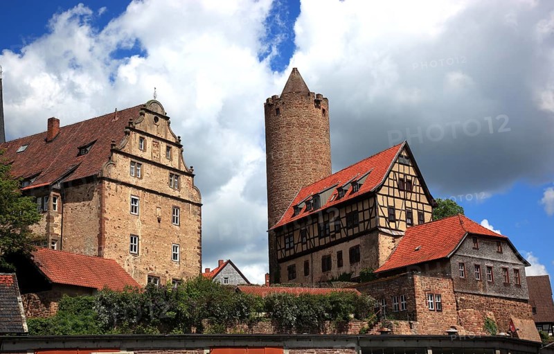 Hinterburg Castle, Hinterturm Tower and the Count's Forester's House, Schlitz, small town in the east of the Vogelsberg district in central Hesse, Hesse, Germany, Europe
