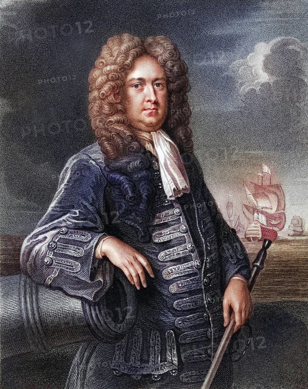 Sir George Rooke 1650 to 1709 English naval commander and admiral, Historical, digitally restored reproduction from a 19th century original, Record date not stated