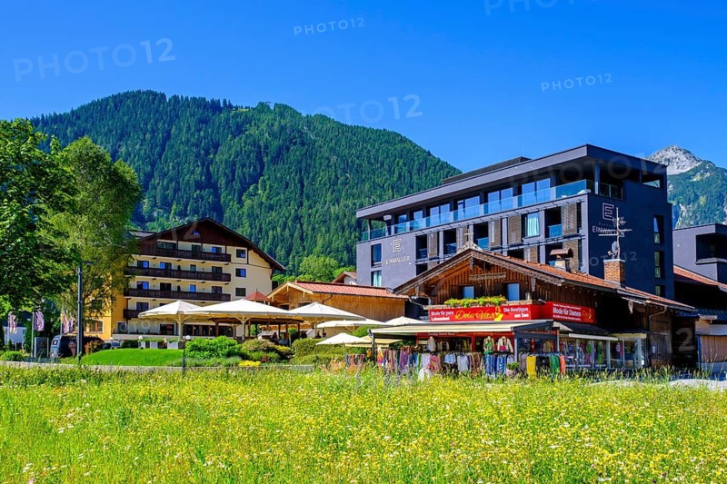 Hotels in front of the Karwendel, Pertisau am Achensee, Tyrol, Austria, Europe