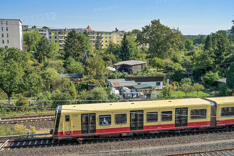 S-Bahn at the allotment garden site Westkreuz, Dernburgstraße, Charlottenburg, Berlin, Germany, Europe