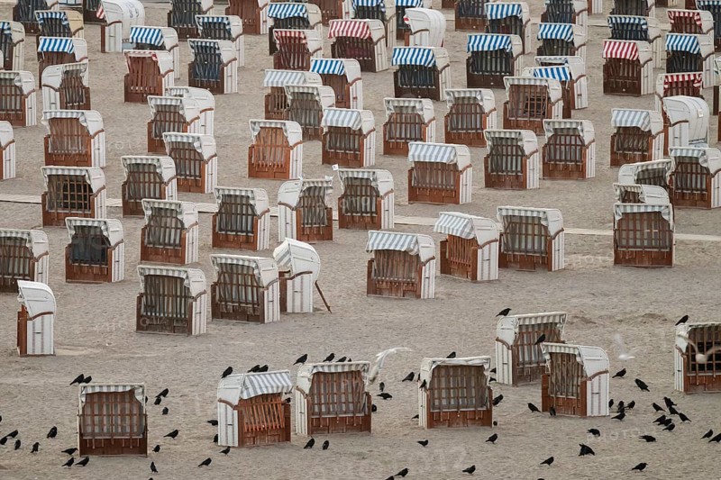 Beach with beach chairs, Baltic Sea spa Travemünde, Bay of Lübeck, Lübeck, Schleswig-Holstein, Germany, Europe