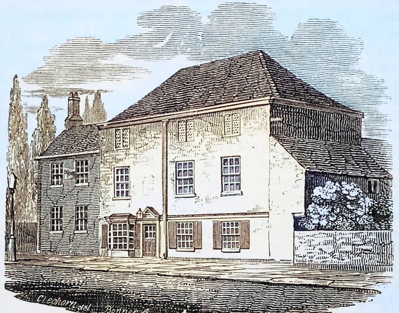 The Pied Bull Islington London England Residence by Sir Walter Raleigh From Old England's Worthies by Lord Brougham and others published London circa 1880's, Historic, digitally restored reproduction from a 19th century master, Record date not stated