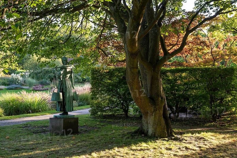 Sculpture of a milker by Wilhelm Bissen, Park, agriculture School, Landbohøjskolen, Frederiksberg, Copenhagen, Denmark, Europe