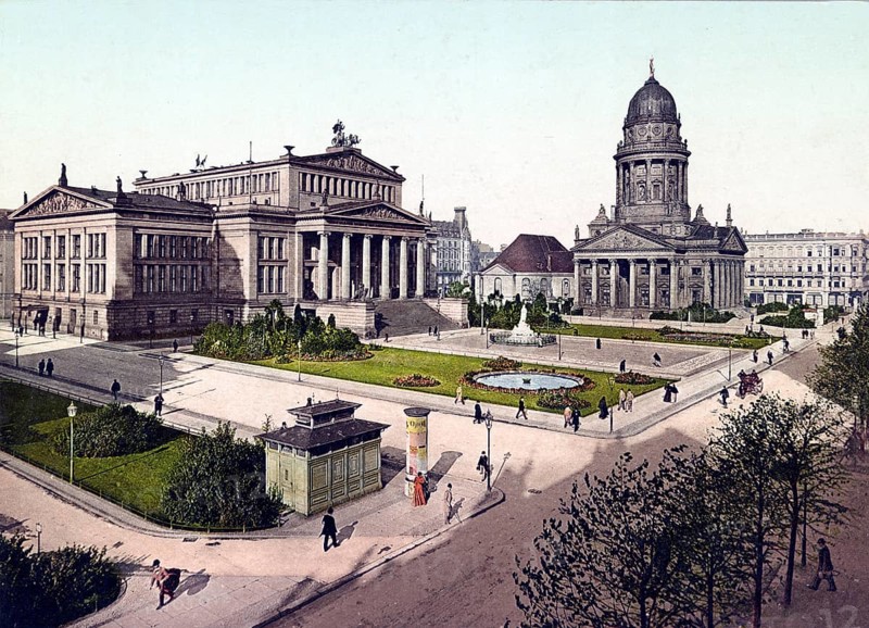 Gendarmenmarkt and Schillerplatz, Berlin, Germany, 1890, Historic, digitally restored reproduction from a 19th century original, Record date not stated, Europe
