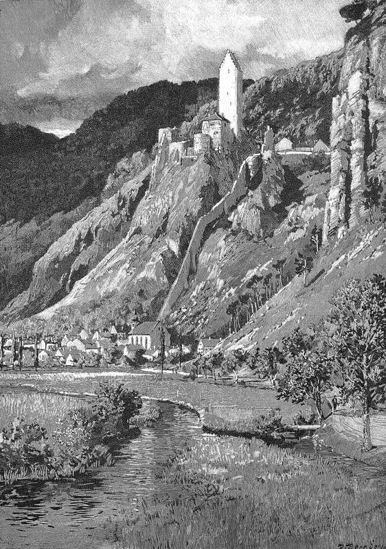 Kipfenberg and the Devil's Wall in the Altmühl Valley, Upper Bavaria, Bavaria, Germany, Historical, digitally restored reproduction from a 19th century original, around 1890, Record date not stated, Europe
