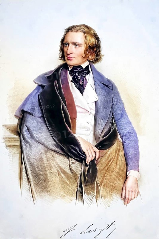 Franz Liszt (list) (Hungarian Liszt Ferencz, born on 22 October 1811 in Raiding, Ödenburg County, Austrian Empire, died on 31 July 1886 in Bayreuth, Kingdom of Bavaria, German Empire) was an Austro-Hungarian composer, pianist, conductor, theatre director, music teacher and writer with German mother tongue, Historic, digitally restored reproduction from a 19th century original, Record date not stated