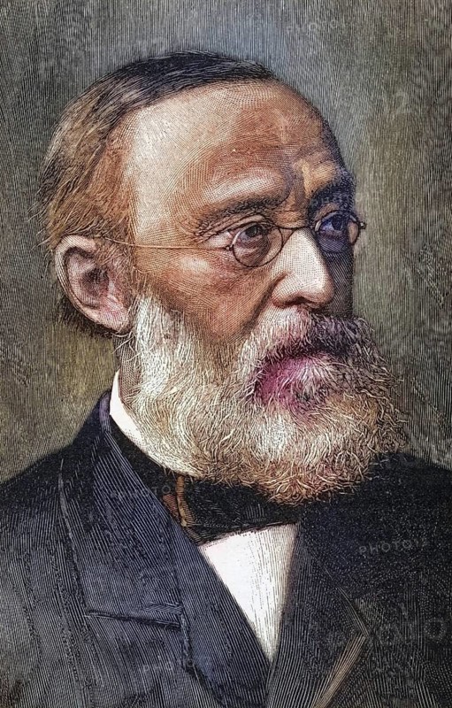 Rudolf Virchow (1821-1902) was a German pathologist and founder of cell pathology. He later devoted himself to anthropology and archaeology and worked with Schliemann on the excavations at Troy. Copperplate engraving from La Science Illustree (Paris, 1892), Historical, digitally restored reproduction from a 19th century original, Record date not stated