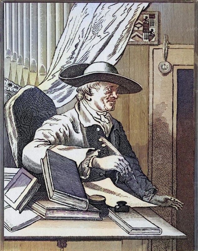 Dr Thomas Morell 1703 to 1784 English scholar critic and librettist From The Works of Hogarth published London 1833, Historic, digitally restored reproduction from a 19th century original, Record date not stated