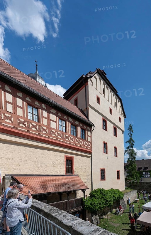 Historic imperial palace with moat, Forchheim, Upper Franconia, Bavaria, Germany, Europe