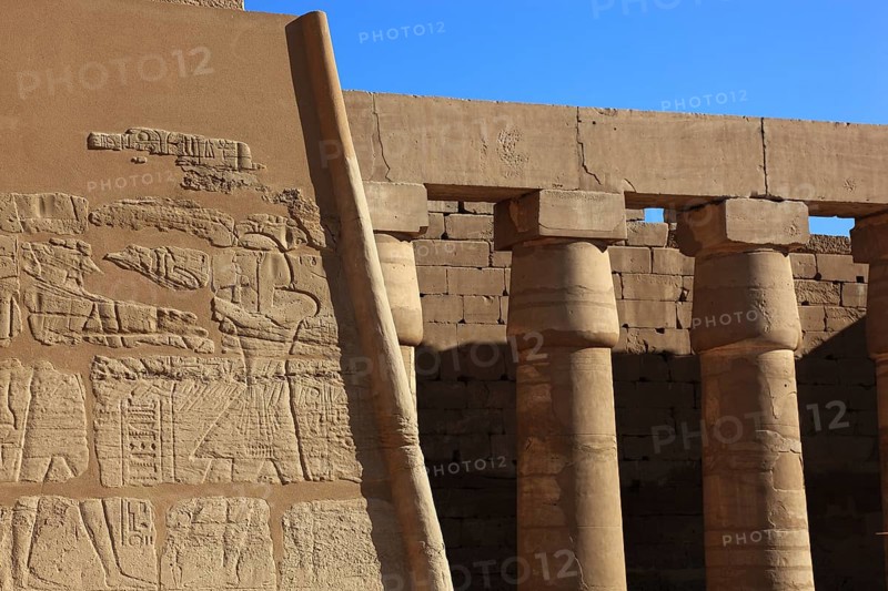 Luxor, Karnak Temple, Pillars of the Amun Re Temple in Karnak, Africa, Upper Egypt, UNESCO World Heritage Site