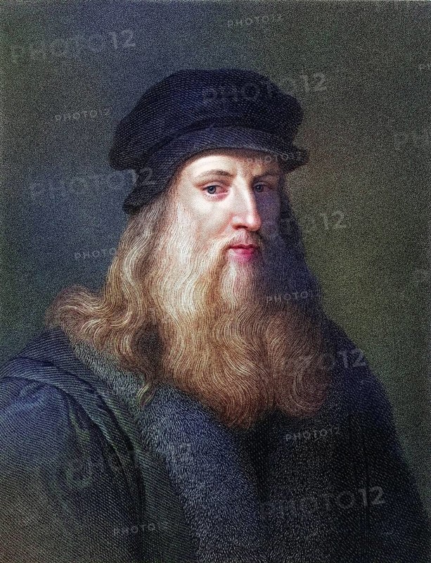 Leonardo Da Vinci 1452-1519, Florentine artist From the book Gallery of Portraits, published 1833, Historic, digitally restored reproduction from a 19th century original, Record date not stated