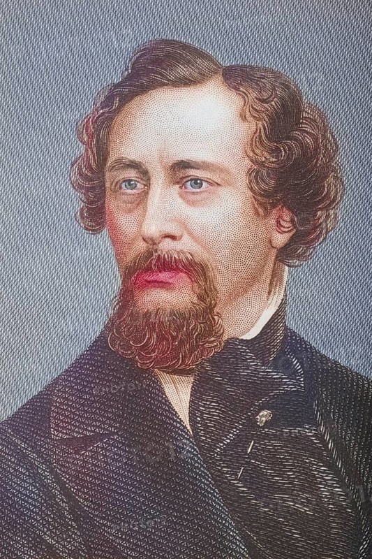 Charles John Huffam Dickens, 1812-1870, English novelist. Painted by DJ Pound after a photograph by Mayall, Historic, digitally restored reproduction from a 19th century original, Record date not stated