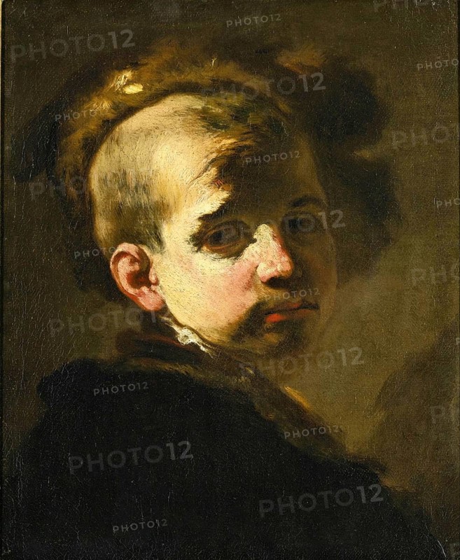 Portrait of a Boy in a Fur Hat, painting by Luca Giordano (Italian, 1634-1705), historically, digitally restored reproduction of a 17th-century original, exact date unknown, portrait of a Boy in a Fur Hat, painting made by Luca Giordano (Italian, Historically, digitally restored reproduction of a 17th-century original, exact date unknown