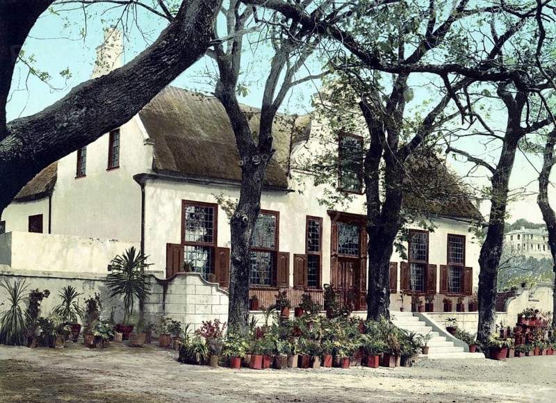 An old Dutch dwelling, Cape Colony, South Africa, Historic, digitally restored reproduction from a 19th century original, Record date not stated, An Old Dutch Dwelling, Cape Colony, South Africa, Historic, digitally restored reproduction from a 19th century original, Record date not stated, Africa