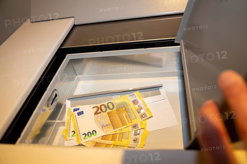 Euro banknotes in a safe deposit box