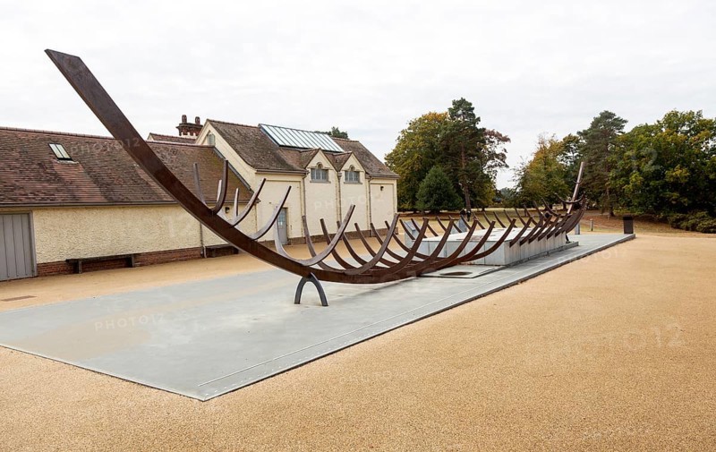 Steel frame of ship burial, Sutton Hoo, Suffolk, England, UK