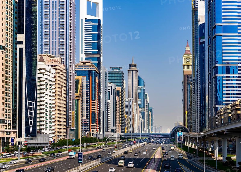 Dubai, Downtown skyscrapers and Sheik Zayed Road, United Arab Emirates, Middle East, Asia